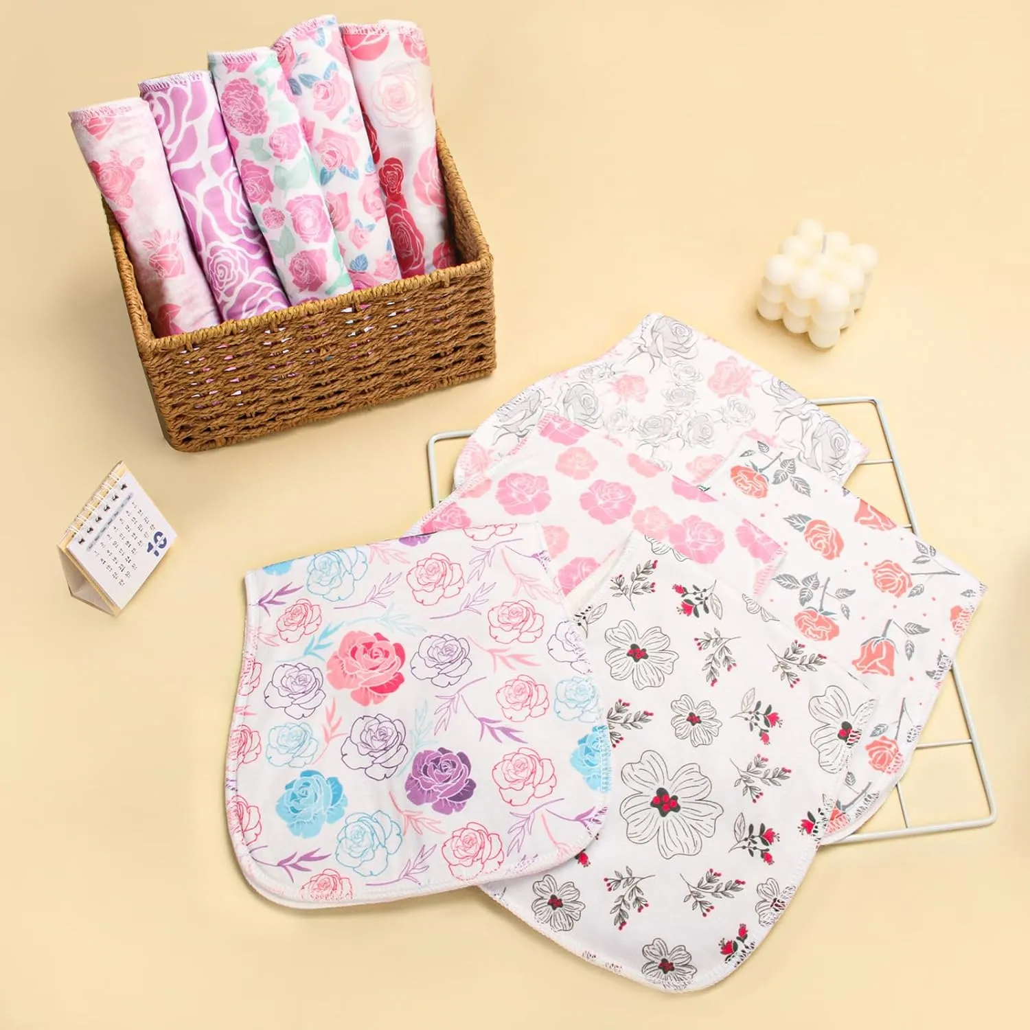 10-Pack Burp Cloths for Baby Boys and Girls - Organic Baby Burp Cloth,Baby Washcloths, Burp Rags, Large Neutral Burp Clothes for Newborn