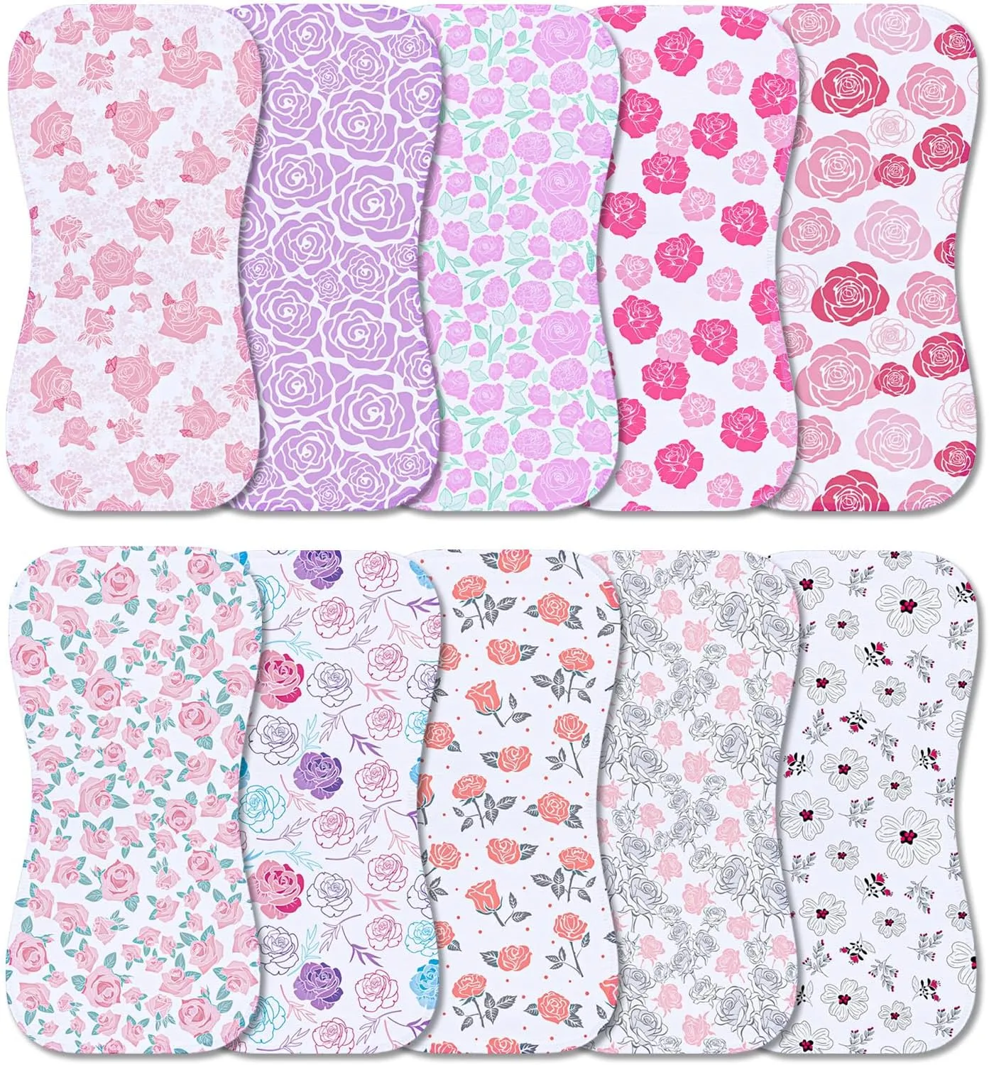 10-Pack Burp Cloths for Baby Boys and Girls - Organic Baby Burp Cloth,Baby Washcloths, Burp Rags, Large Neutral Burp Clothes for Newborn