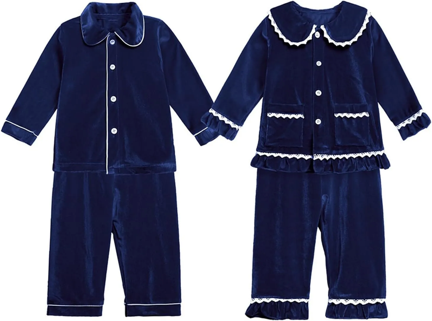 2-Piece Christmas 𝐏ajama Set for Toddler Kids Boy Girl Fleece Matching 𝐒leepwear Long Sleeve Button Down Tops Pants