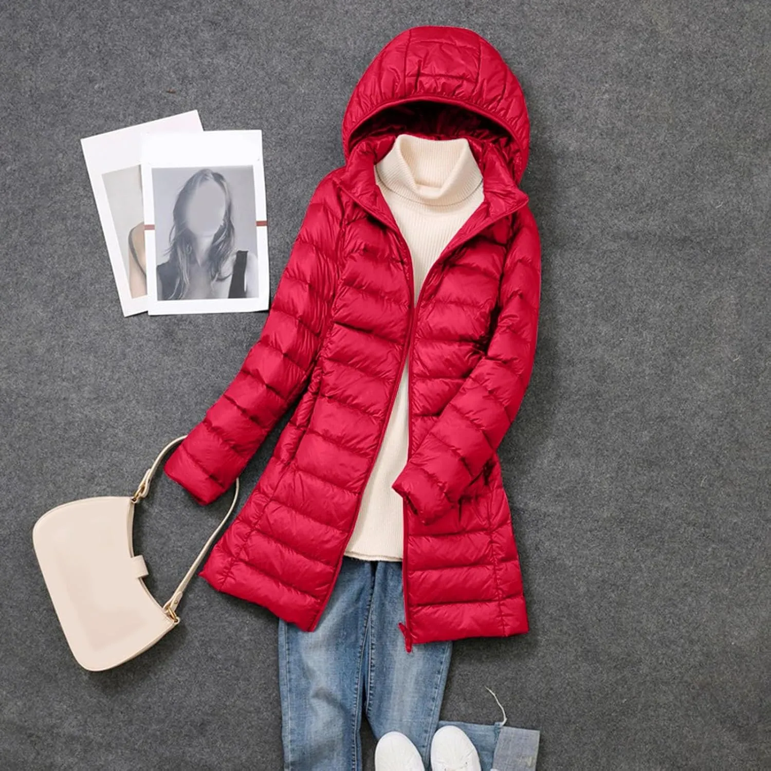 2024 Women Warm Lightweight Hoodless Windproof Winter Coat With Recycled Insulation Winter Slim Fashion Winter