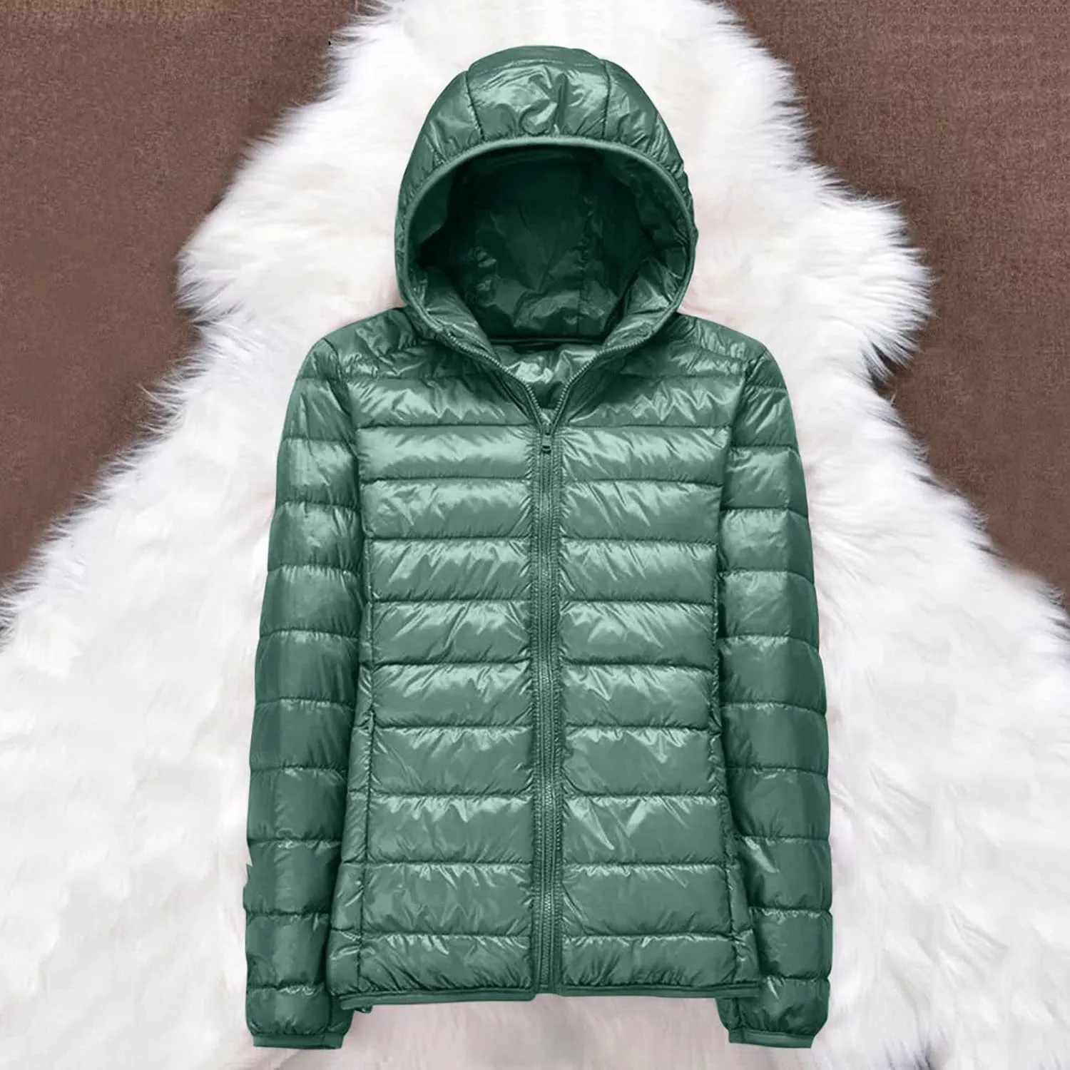 2024 Women's Fashion Trench Coat Fleece Hooded Warm Fleece Jackets Outerwear Padded Coat Winter Coats