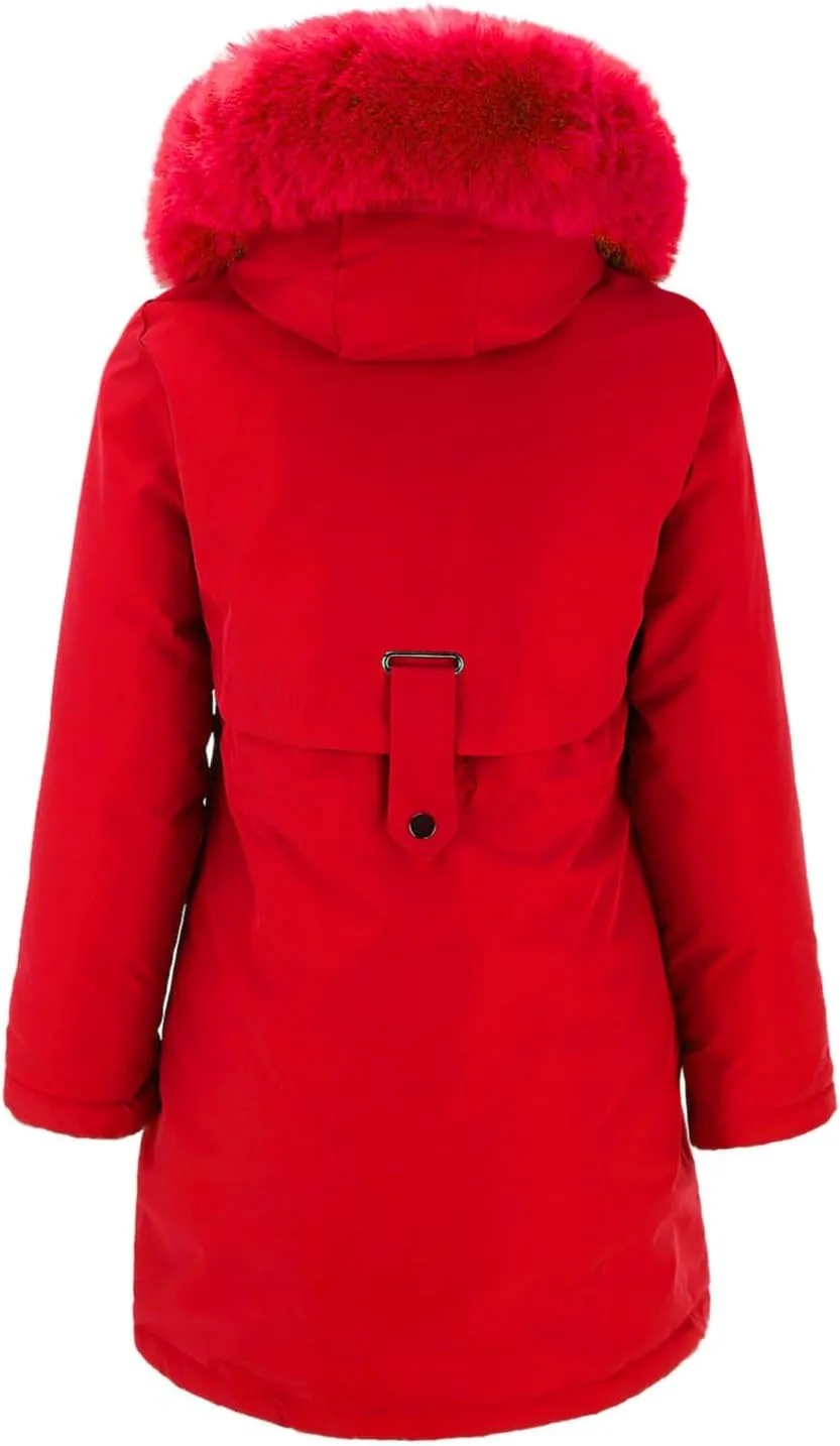 2024 Women's Fashion Trench Coat Fleece Hooded Warm Fleece Jackets Outerwear Padded Coat Winter Coats