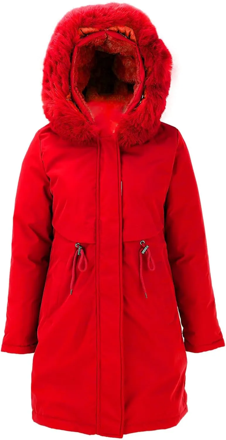 2024 Women's Fashion Trench Coat Fleece Hooded Warm Fleece Jackets Outerwear Padded Coat Winter Coats