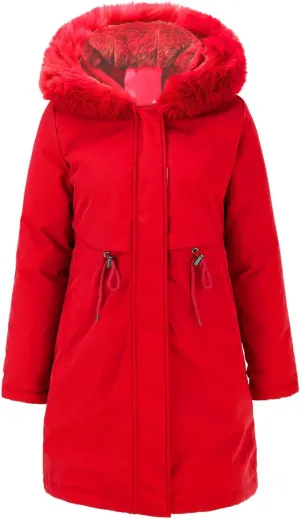 2024 Women's Fashion Trench Coat Fleece Hooded Warm Fleece Jackets Outerwear Padded Coat Winter Coats