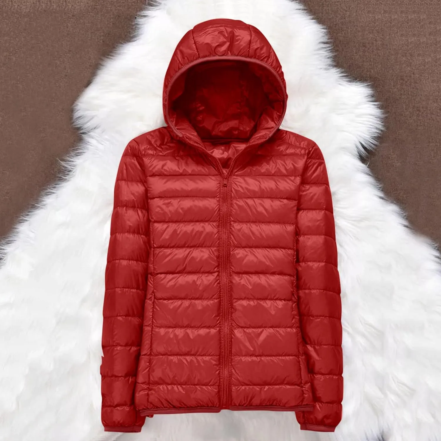 2024 Women's Fashion Trench Coat Fleece Hooded Warm Fleece Jackets Outerwear Padded Coat Winter Coats