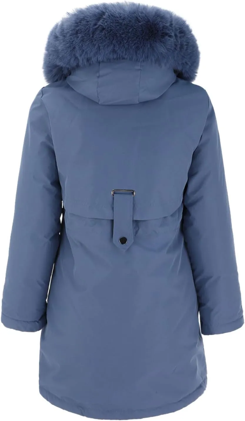 2024 Women's Fashion Trench Coat Fleece Hooded Warm Fleece Jackets Outerwear Padded Coat Winter Coats