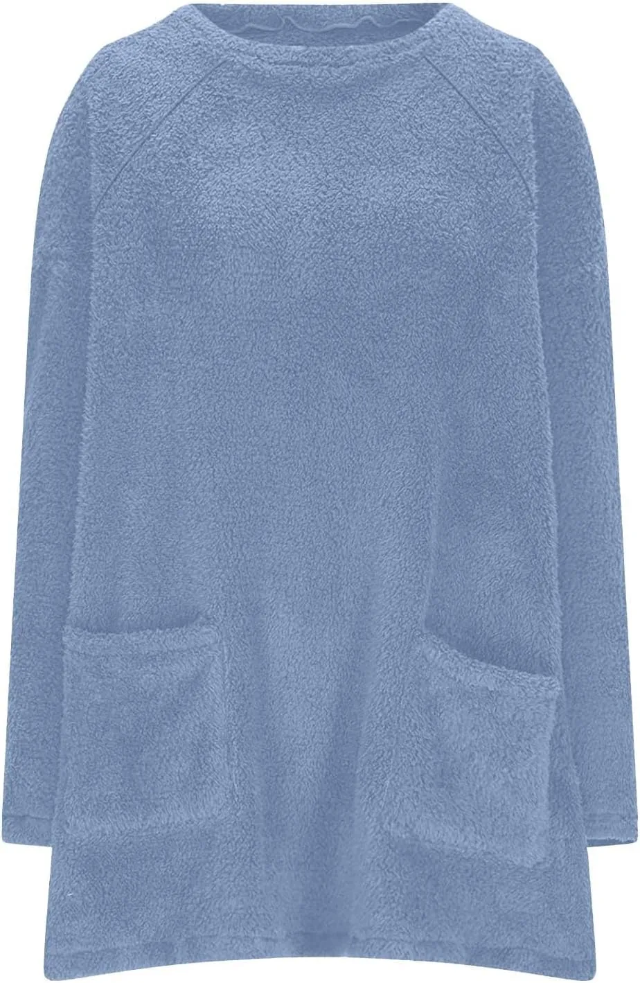 2024 Womens Sherpa Pullover Oversized Fuzzy Fleece Sweatshirts Faux Fur Fluffy Outerwear with Pockets Winter Soft Loungwear
