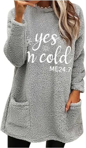 2024 Womens Sherpa Pullover Oversized Fuzzy Fleece Sweatshirts Faux Fur Fluffy Outerwear with Pockets Winter Soft Loungwear
