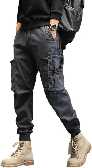 Alloaone Mens Spring Autumn Cargo Pants Multi Pocket Khaki Trousers Military Cotton Pantalon Cargo Pants