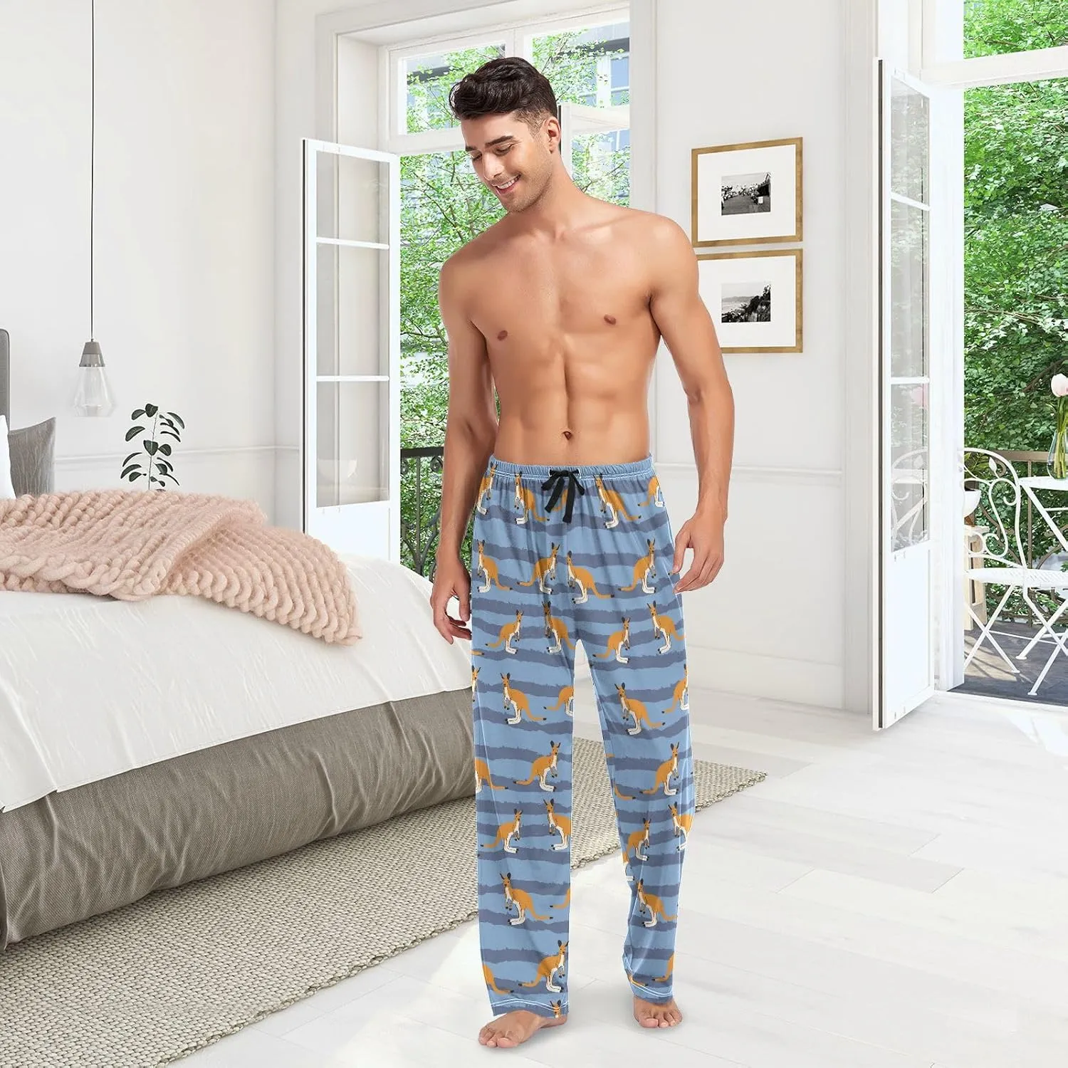 Aslsiy Mens Pajama Pants Autumn Pajama Bottoms Winter Lounge Sleep Pants