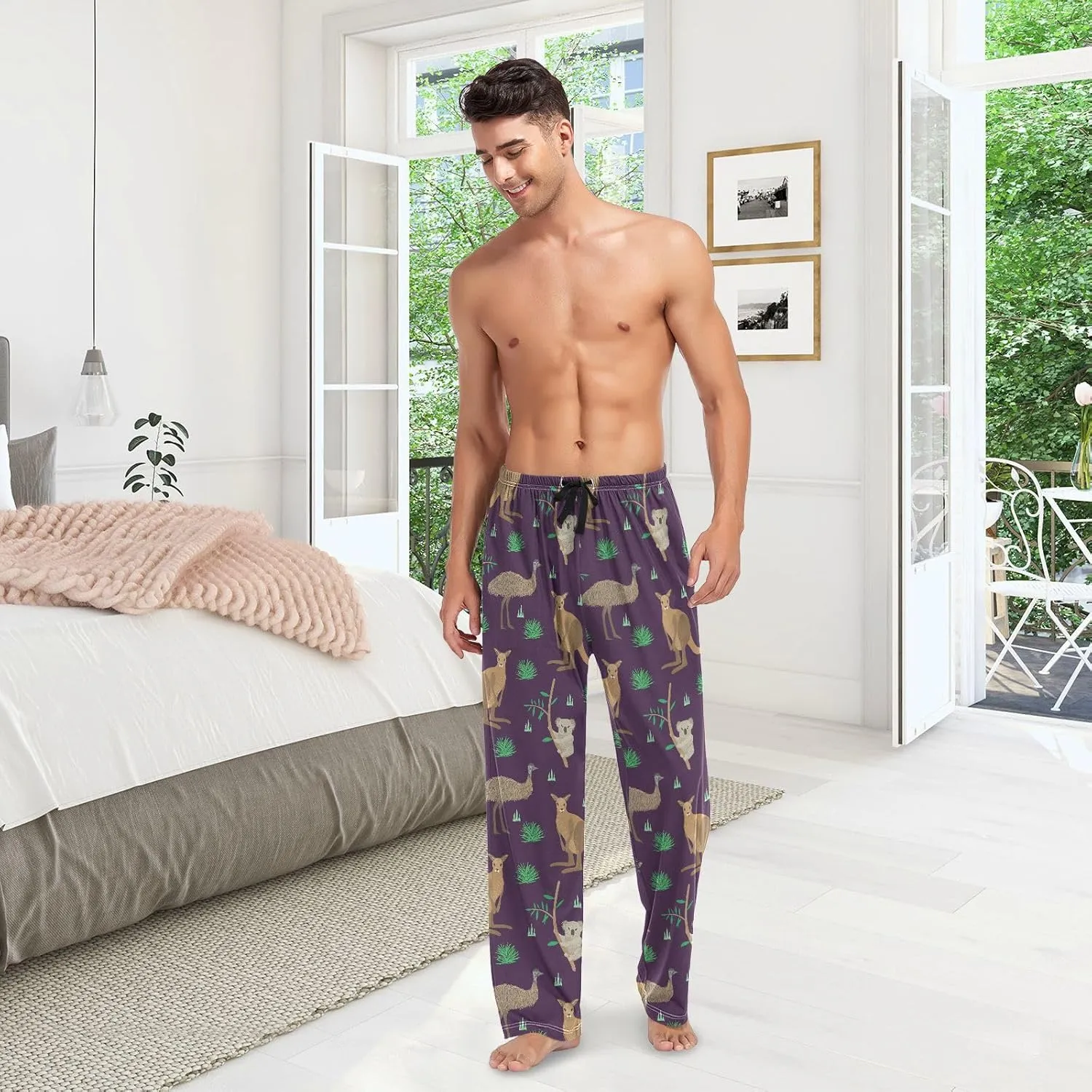 Aslsiy Mens Pajama Pants Autumn Pajama Bottoms Winter Lounge Sleep Pants