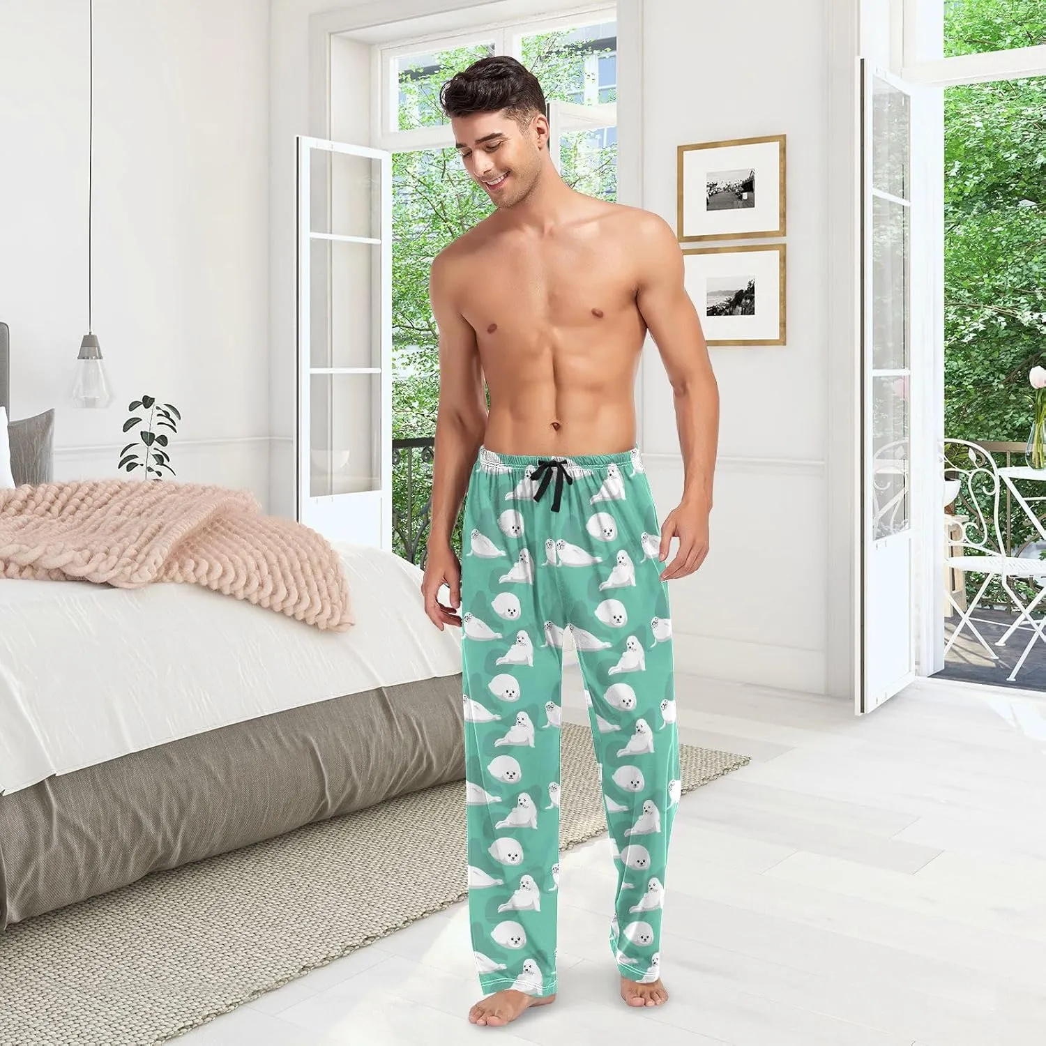 Aslsiy Mens Pajama Pants Autumn Pajama Bottoms Winter Lounge Sleep Pants