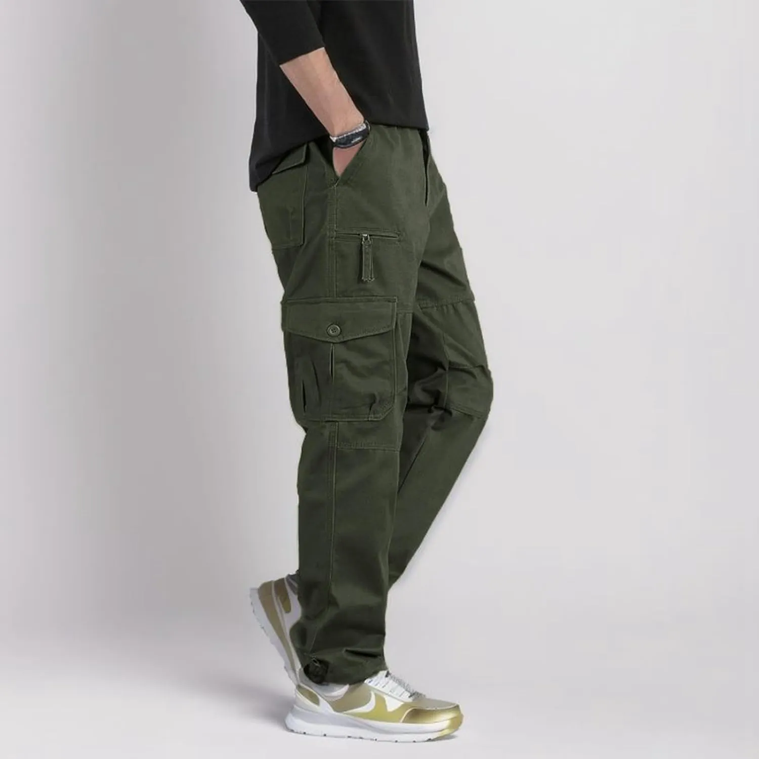 Athletic Pants Spring and Autumn New Men's Cargo Pants Multi Pocket Casual Trousers Straight