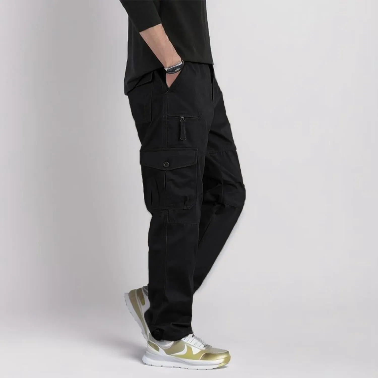 Athletic Pants Spring and Autumn New Men's Cargo Pants Multi Pocket Casual Trousers Straight
