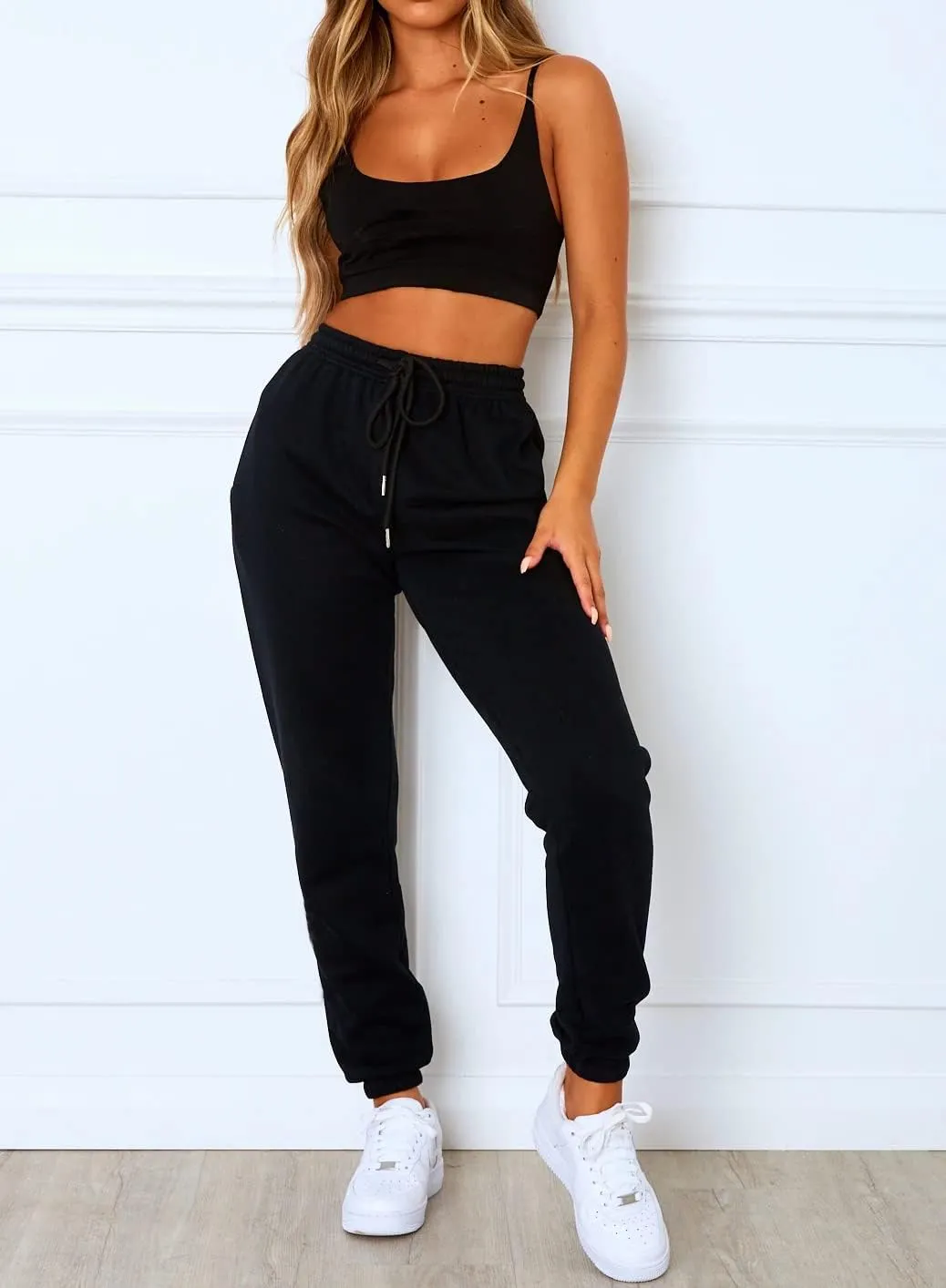 Autumn Active Athletic Sweatpants for Women Fleece Lined High Waisted Joggers Pant with Pockets