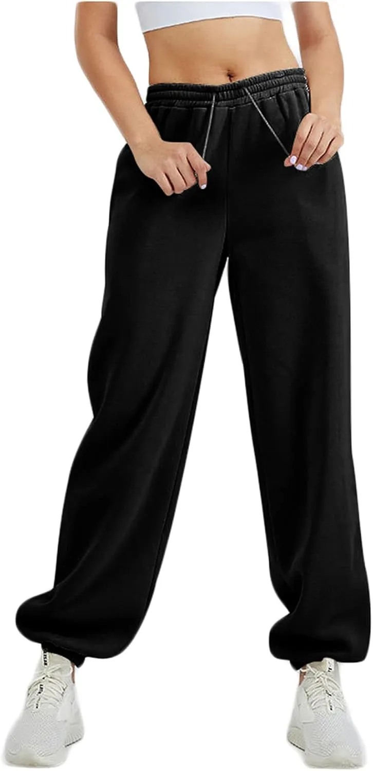 Autumn Active Athletic Sweatpants for Women Fleece Lined High Waisted Joggers Pant with Pockets