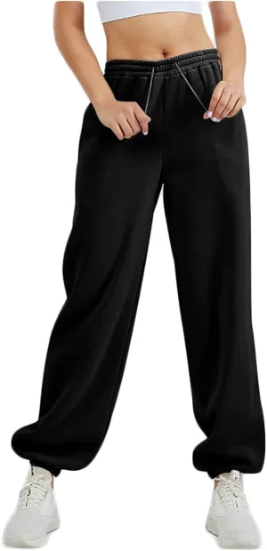 Autumn Active Athletic Sweatpants for Women Fleece Lined High Waisted Joggers Pant with Pockets