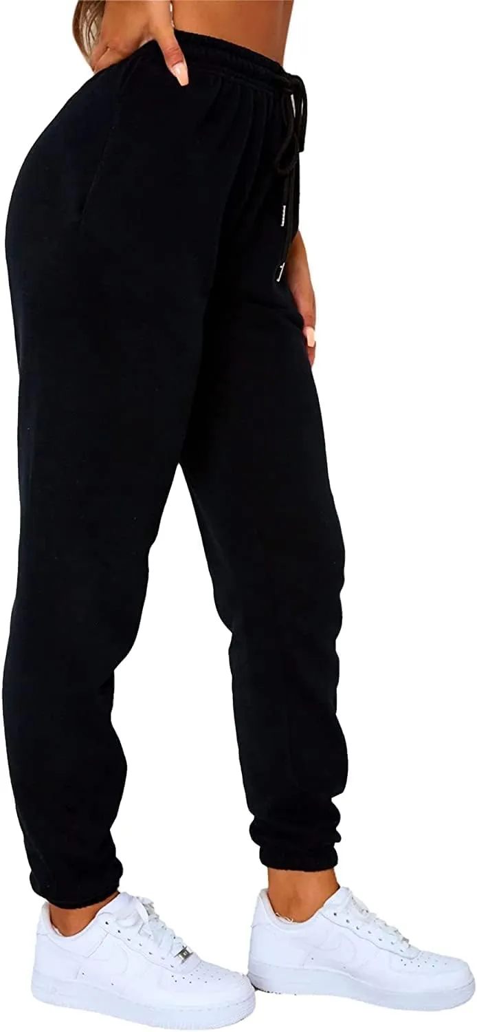 Autumn Active Athletic Sweatpants for Women Fleece Lined High Waisted Joggers Pant with Pockets