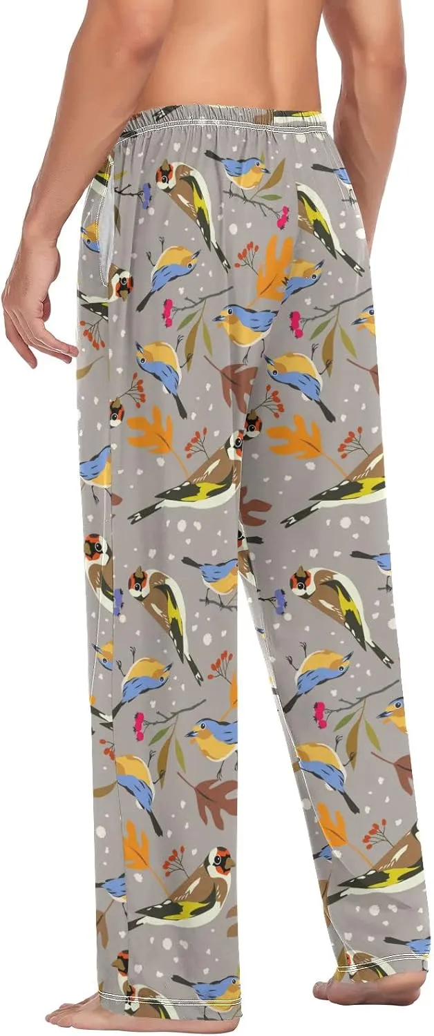 Autumn Bird Goldfinch Robin Men's Pajama Pants Sleepwear Lounge Pajama Bottoms