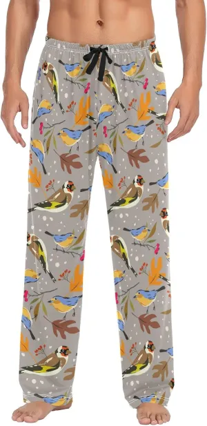 Autumn Bird Goldfinch Robin Men's Pajama Pants Sleepwear Lounge Pajama Bottoms