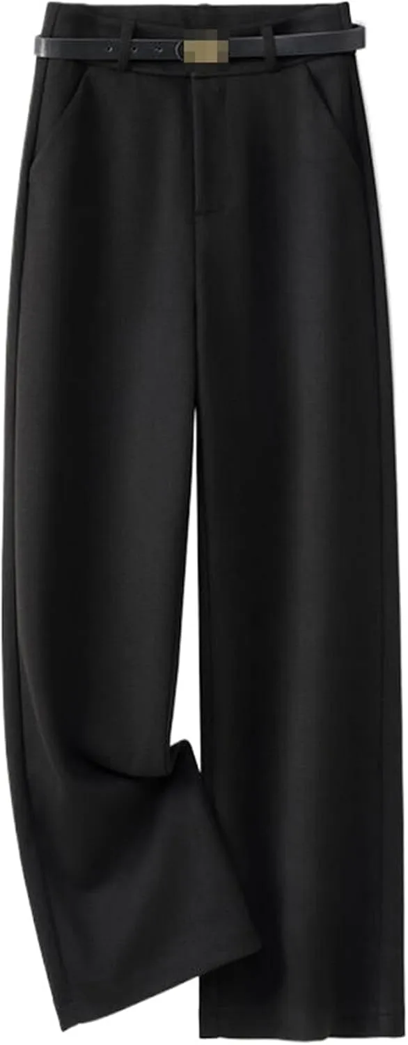 Autumn Winter Woolen Wide-Leg Pants Women's Loose Thick Straight-Leg High-Waist Casual Trousers