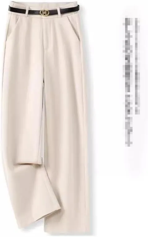 Autumn Winter Woolen Wide-Leg Pants Women's Loose Thick Straight-Leg High-Waist Casual Trousers