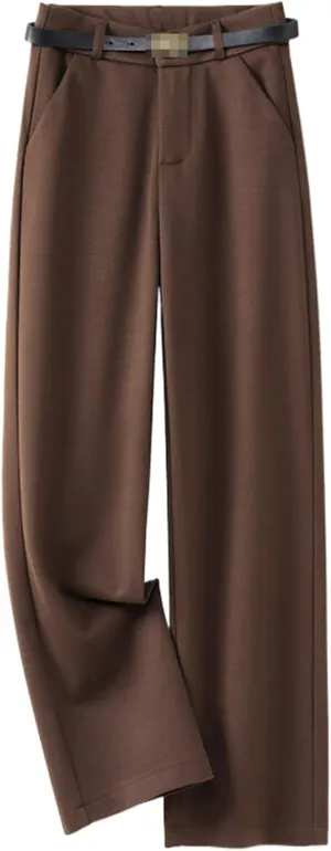 Autumn Winter Woolen Wide-Leg Pants Women's Loose Thick Straight-Leg High-Waist Casual Trousers