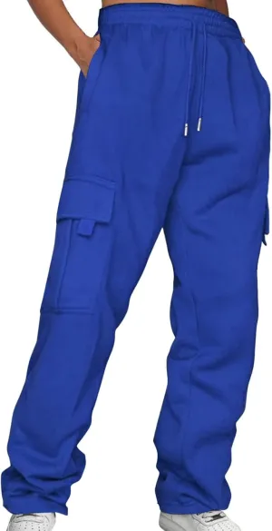 Baggy Sweatpants for Women Autumn and Winter Leisure Solid Color Hooded Sweater Pants with Cargo Sweatpants for