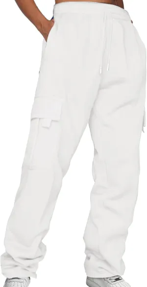 Baggy Sweatpants for Women Autumn and Winter Leisure Solid Color Hooded Sweater Pants with Cargo Sweatpants for