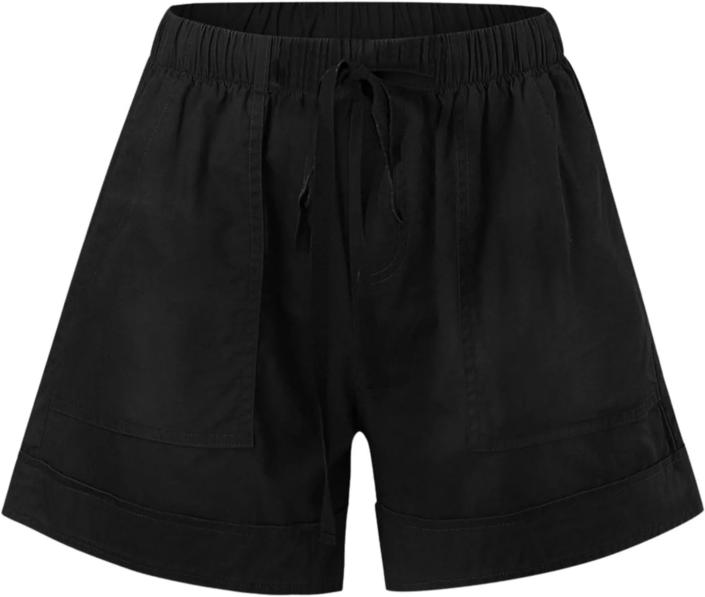 Binmer 2024 Womens Summer Shorts Plus Size Casual Comfy Drawstring Elastic Waist Shorts Pant with Pockets Lightweight S-5XL