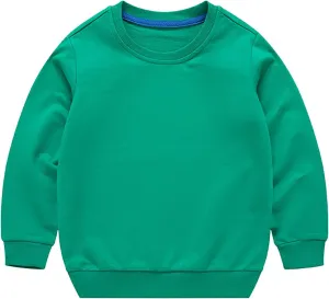 Boys and Toddlers' Basic Cotton Sweatshirt Baby Girl Classic Solid Crewneck Sweatshirt Pullover Tops Long Sleeve Shirt