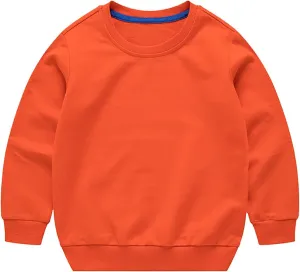 Boys and Toddlers' Basic Cotton Sweatshirt Baby Girl Classic Solid Crewneck Sweatshirt Pullover Tops Long Sleeve Shirt