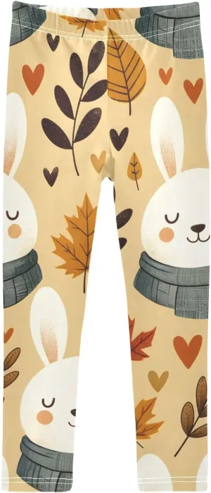 Bunny Head Love Autumn Girls Leggings Stretch Tights Pants Toddler Workout Dance Yoga Pants,4T