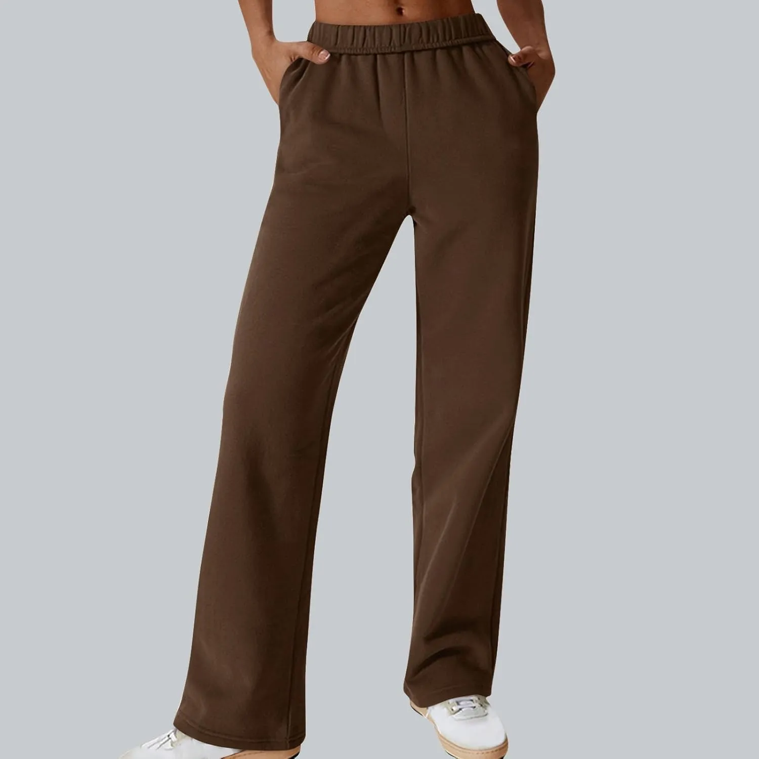 Comfy Straight Leg Pants for Women High Waisted Solid Color Lounge Trousers Pants with Pockets Casual Sweatpants