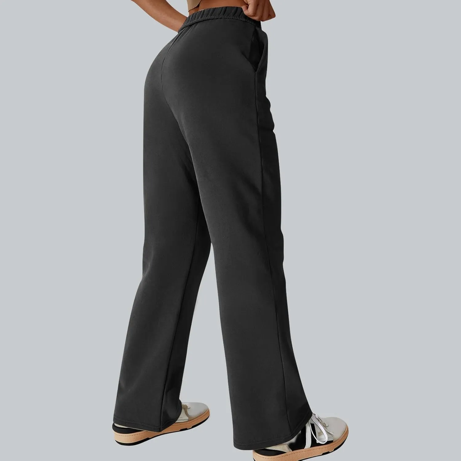 Comfy Straight Leg Pants for Women High Waisted Solid Color Lounge Trousers Pants with Pockets Casual Sweatpants