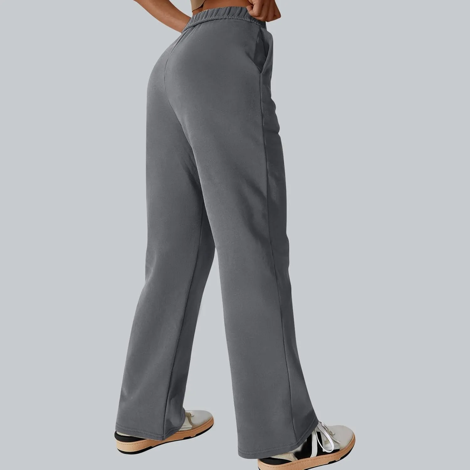 Comfy Straight Leg Pants for Women High Waisted Solid Color Lounge Trousers Pants with Pockets Casual Sweatpants