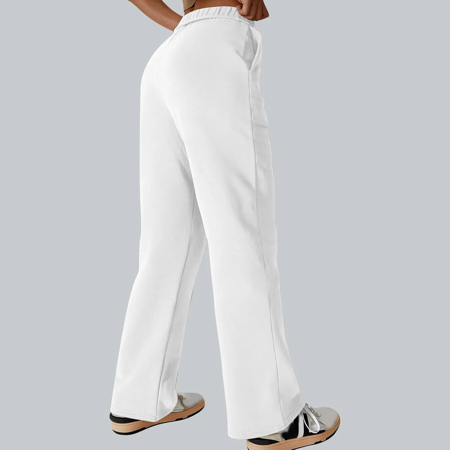 Comfy Straight Leg Pants for Women High Waisted Solid Color Lounge Trousers Pants with Pockets Casual Sweatpants