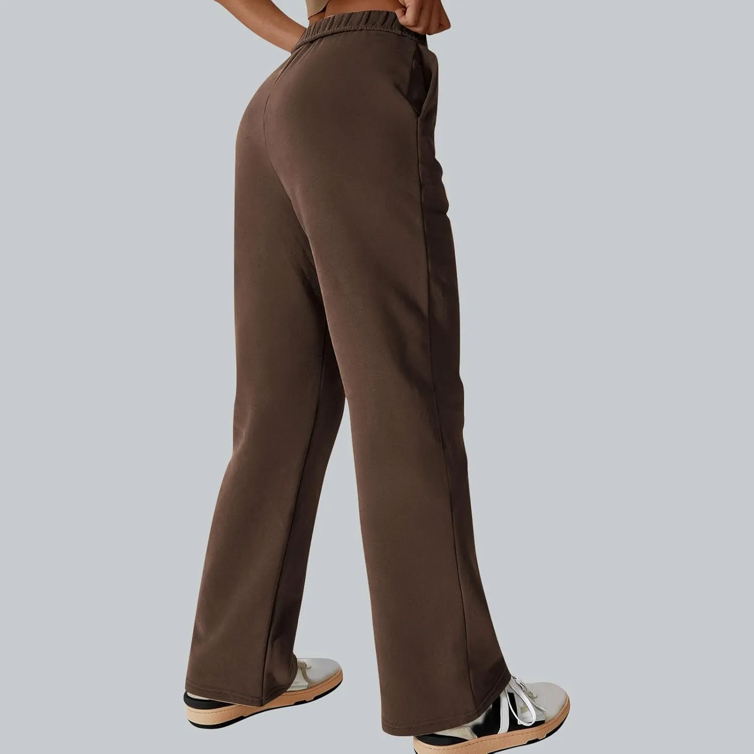 Comfy Straight Leg Pants for Women High Waisted Solid Color Lounge Trousers Pants with Pockets Casual Sweatpants