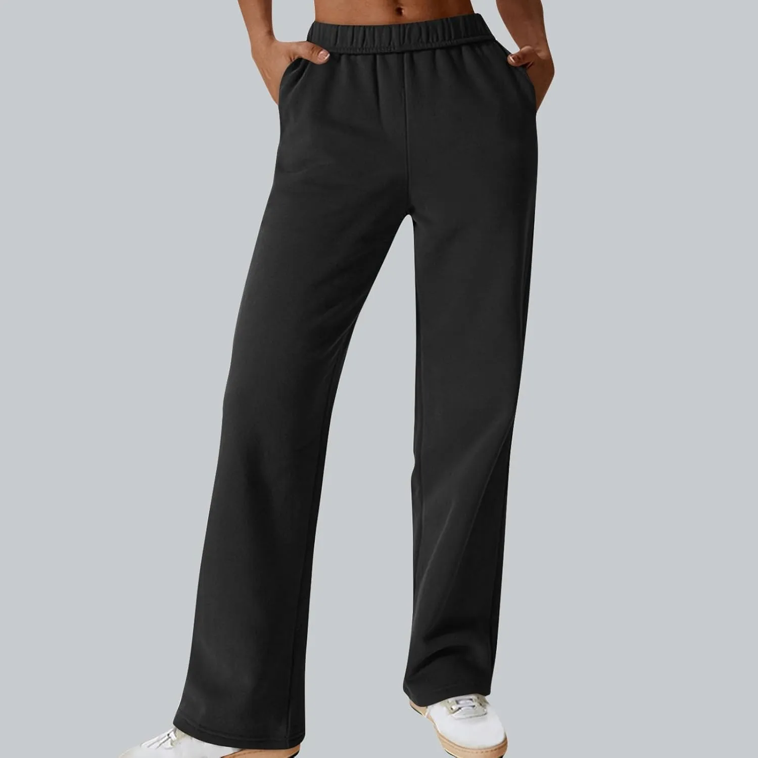 Comfy Straight Leg Pants for Women High Waisted Solid Color Lounge Trousers Pants with Pockets Casual Sweatpants