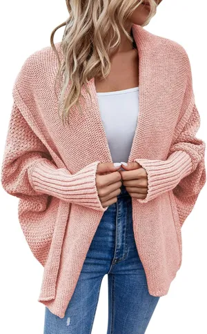 cooki Women's Kimono Batwing Cable Knitted Slouchy Oversized Wrap Cardigan Sweater Fall Fashion Sweater Jackets Outfits