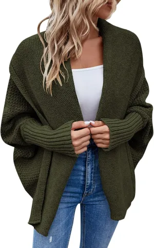 cooki Women's Kimono Batwing Cable Knitted Slouchy Oversized Wrap Cardigan Sweater Fall Fashion Sweater Jackets Outfits