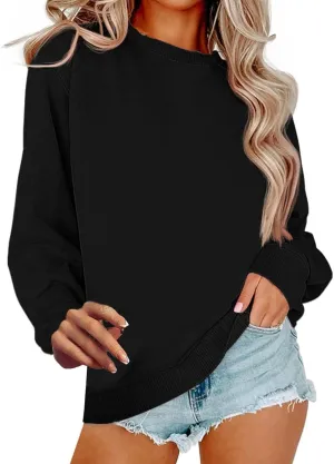 Crew Neck Sweatshirts Women Baggy Lightweight Pullover Tops Casual Drop Shoulder Comfy Preppy Sweatshirt Fall Outfits