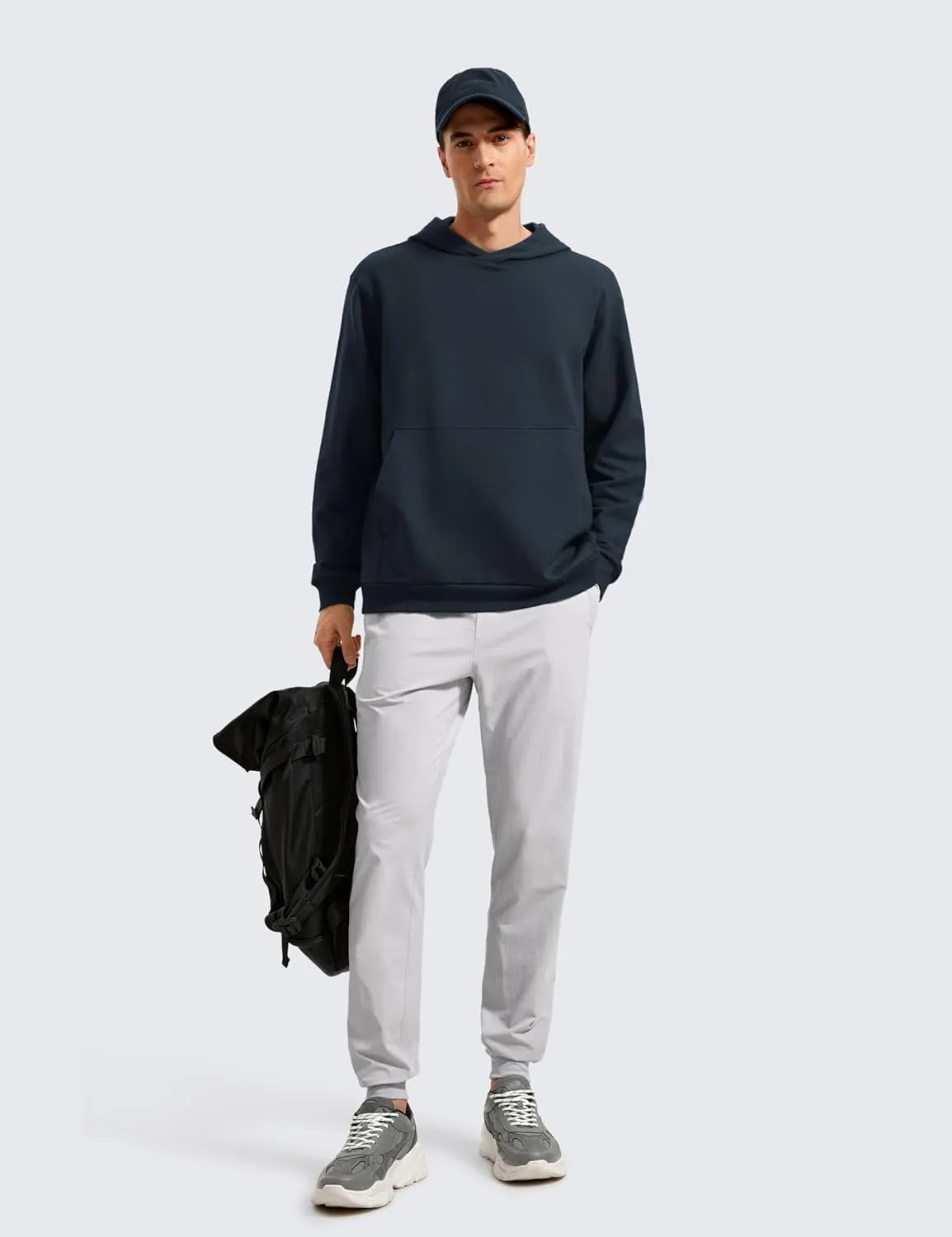 CRZ YOGA Mens Fleece Hoodies Basic Casual Hooded Sweatshirts Long Sleeve Pullover Workout Tops with Pocket