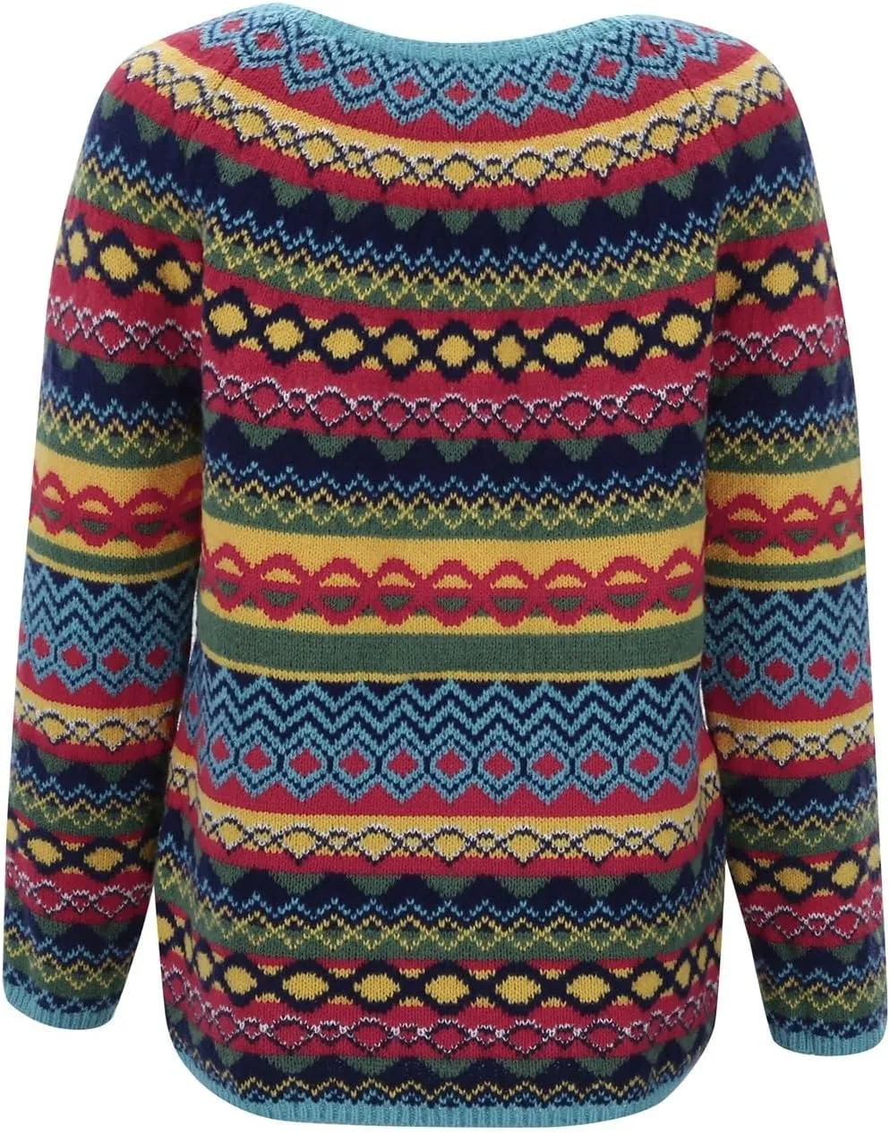 Fair Isle Sweater Women,Xmas Vintage Long Sleeve Boat Neck Retro Lightweight Pullover Top for Fall Winter