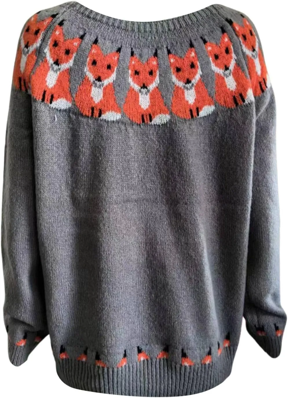 Fair Isle Sweater Women,Xmas Vintage Long Sleeve Boat Neck Retro Lightweight Pullover Top for Fall Winter