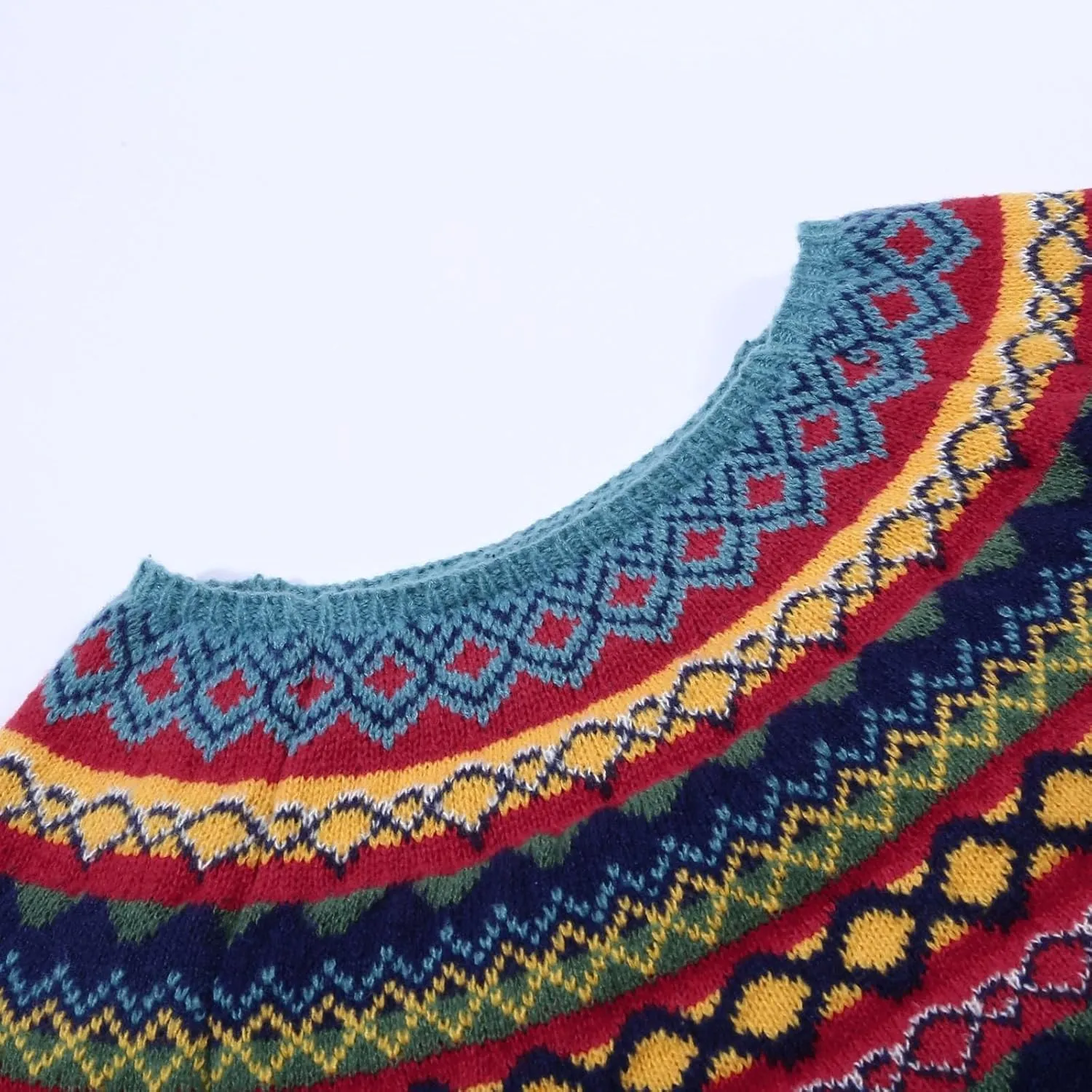 Fair Isle Sweater Women,Xmas Vintage Long Sleeve Boat Neck Retro Lightweight Pullover Top for Fall Winter