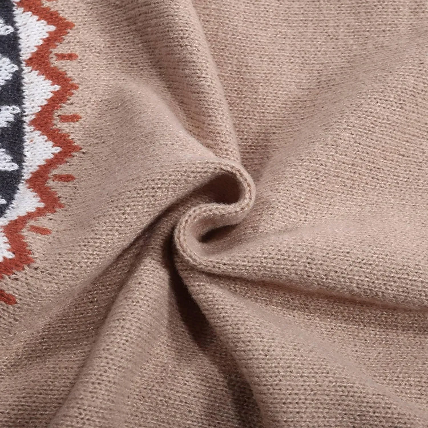 Fair Isle Sweater Women,Xmas Vintage Long Sleeve Boat Neck Retro Lightweight Pullover Top for Fall Winter