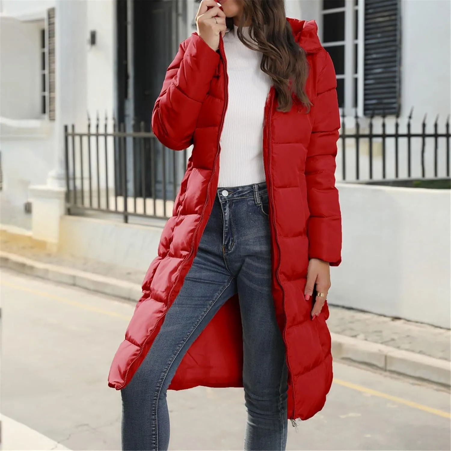 Faux fur Hood Snow Parka Hooded Puffer Jacket Lightweight Winter Coat Winter Puffer Coats Womens Winter Jacket Warm