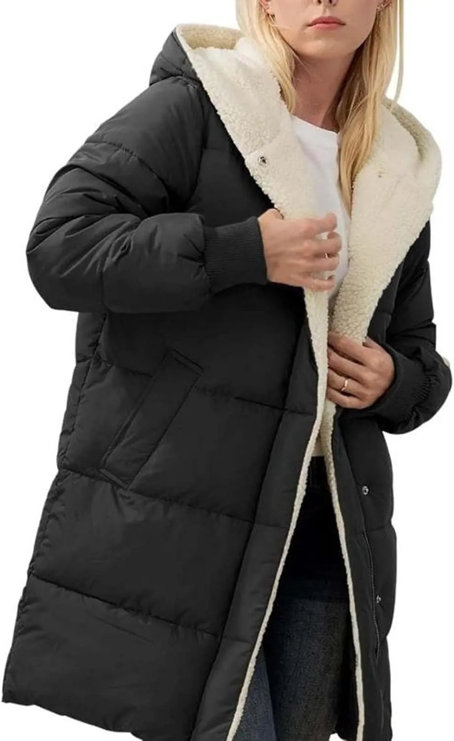Faux fur Hood Snow Parka Hooded Puffer Jacket Lightweight Winter Coat Winter Puffer Coats Womens Winter Jacket Warm