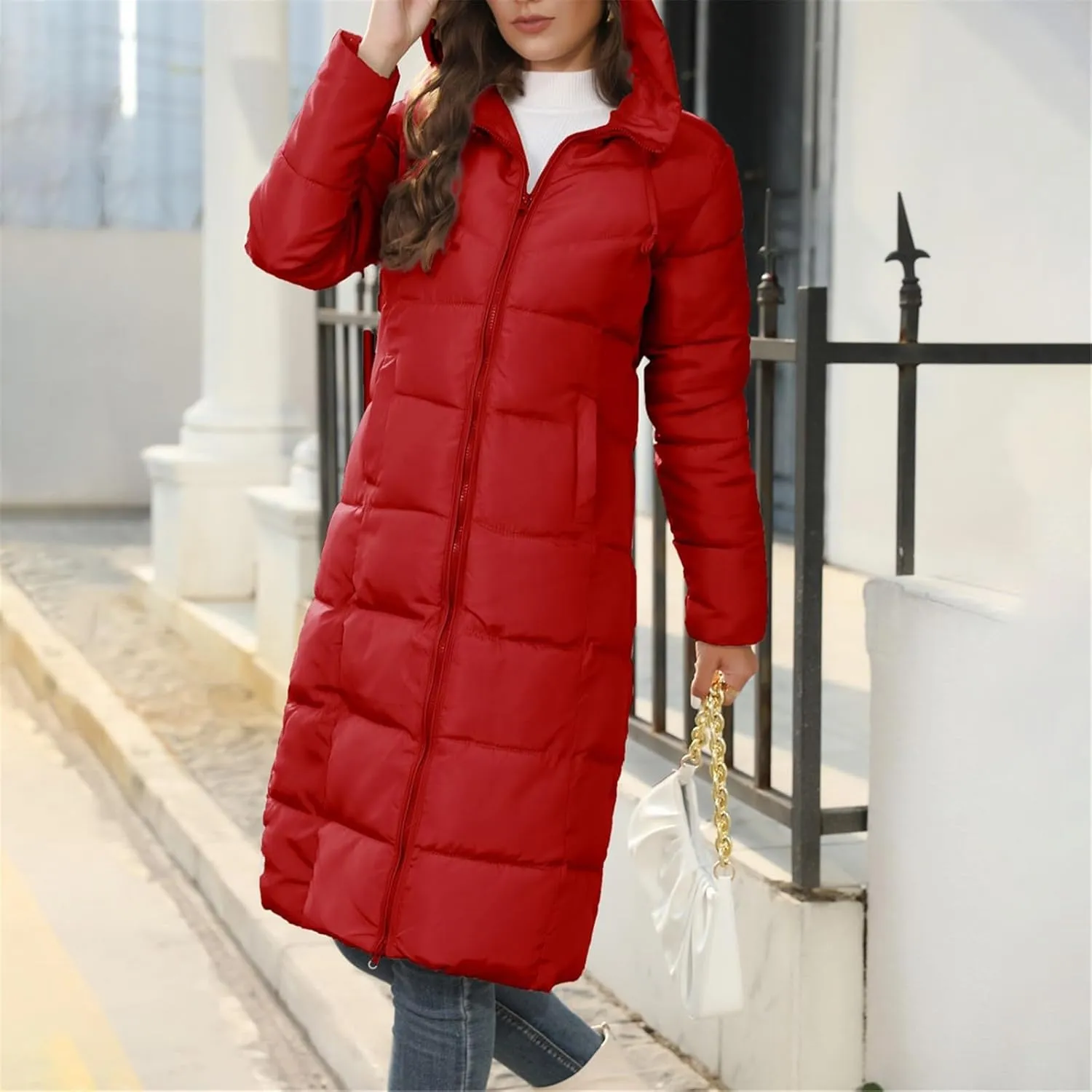 Faux fur Hood Snow Parka Hooded Puffer Jacket Lightweight Winter Coat Winter Puffer Coats Womens Winter Jacket Warm